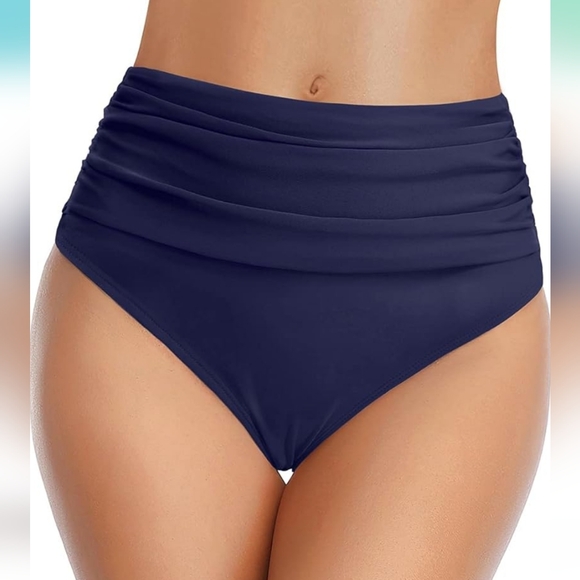 PLUS SIZE High-Waisted Navy Bikini Bottom - Picture 1 of 5